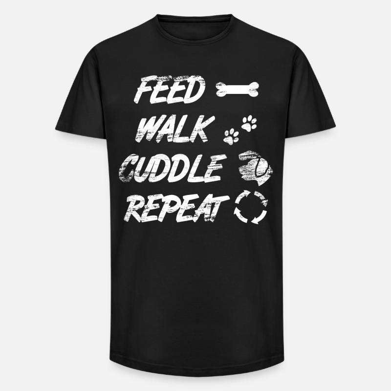 Feed Walk Cuddle Repeat - Long Fit Männer T-Shirt - Schwarz