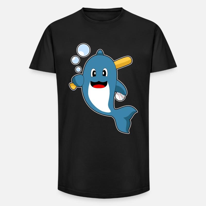Delfin Baseball Baseballschläger - Long Fit Männer T-Shirt - Schwarz