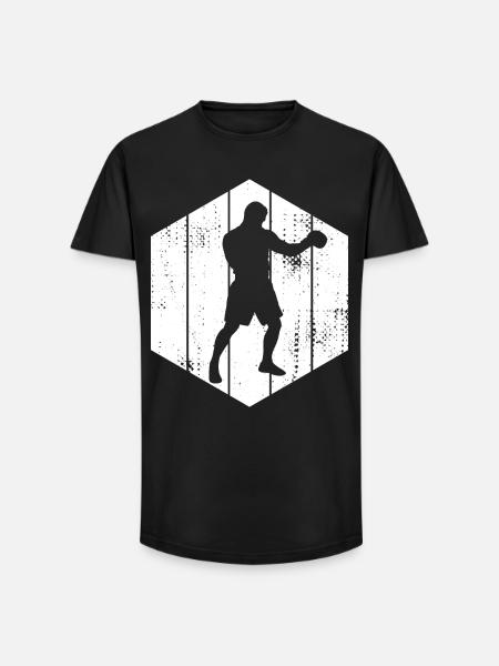 Boxer Sketch - Long Fit Men's T-Shirt - black