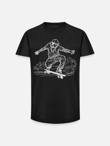 Dessin de skateboarder - T-shirt coupe longue homme - noir