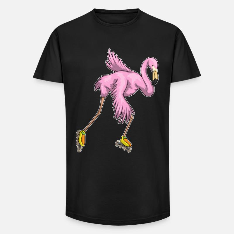 Flamingo Inline skating Rollschuhe - Long Fit Männer T-Shirt - Schwarz