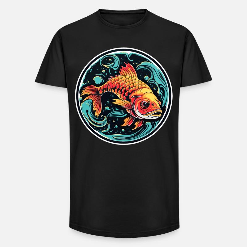 Fisch Illustration - Long Fit Männer T-Shirt - Schwarz