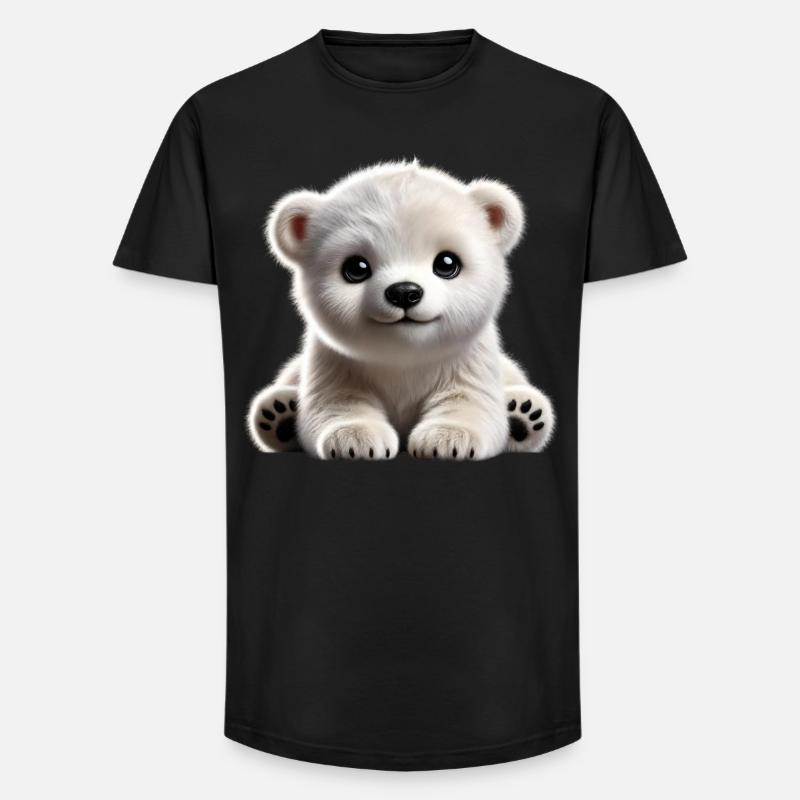 Niedliches Eisbärenjunges-Design - Long Fit Männer T-Shirt - Schwarz