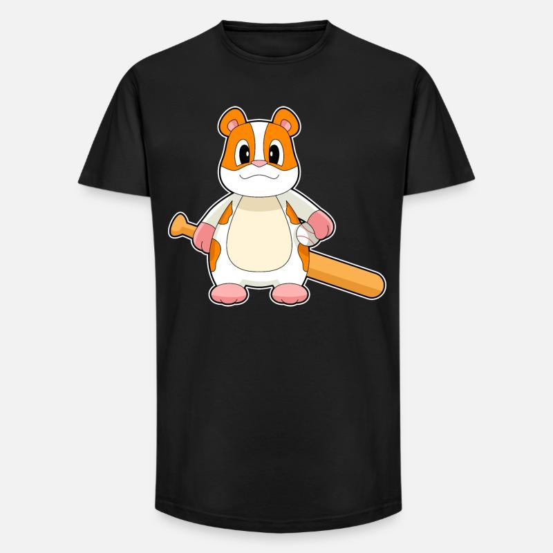 Hamster Baseball Baseballschläger - Long Fit Männer T-Shirt - Schwarz