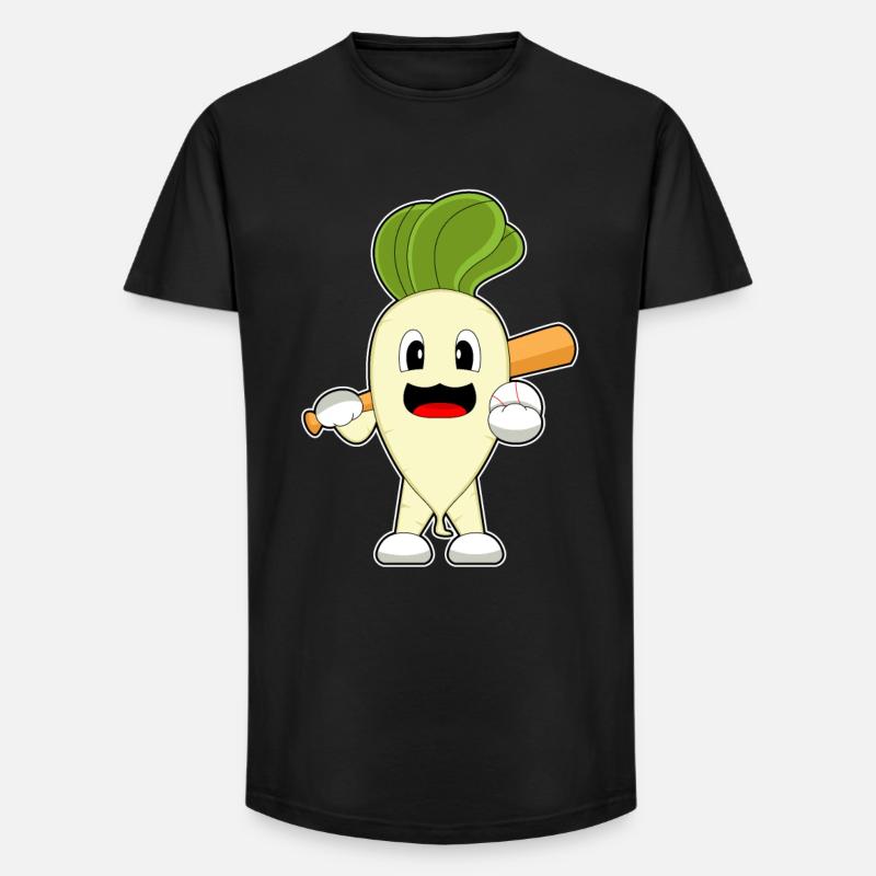 Radieschen Baseball Baseballschläger - Long Fit Männer T-Shirt - Schwarz