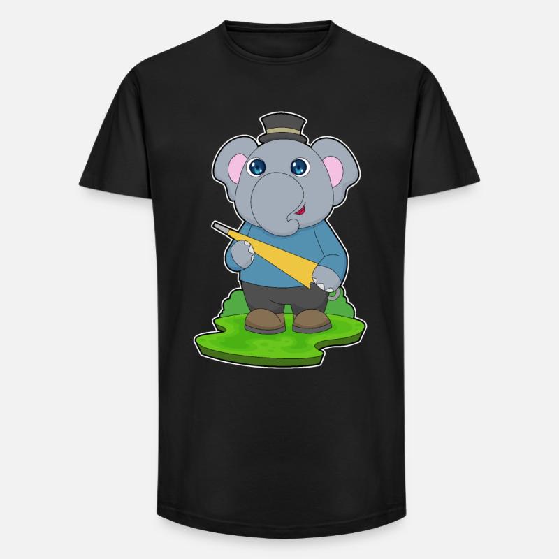 Elefant Regen Regenschirm - Long Fit Männer T-Shirt - Schwarz