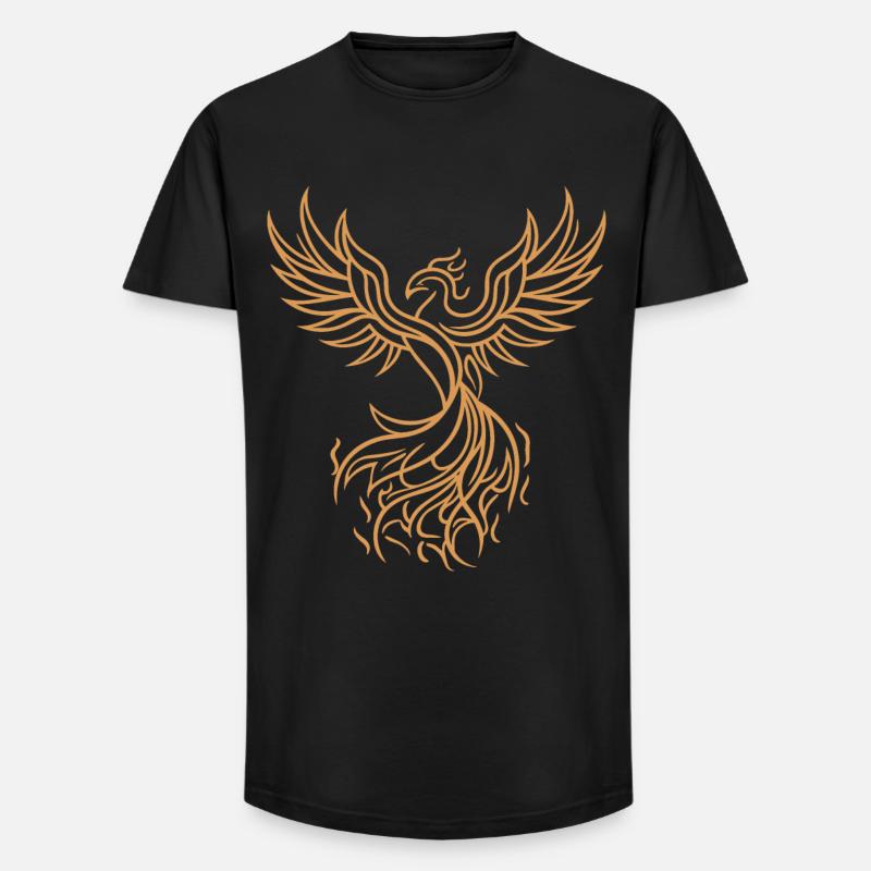Phönix Mythischer Feuervogel Auferstehender Stammeskunst - Long Fit Männer T-Shirt - Schwarz