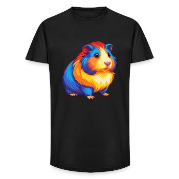 Cochon d’Inde Coloré Kawaii Dessin animé Personnage Animal de compagnie - T-shirt coupe longue homme - noir - Devant - AI Model Male 185 light (185cm)