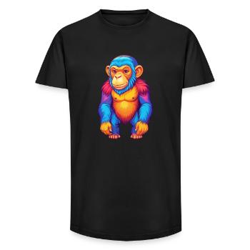 Chimpanzee Colorful Kawaii Cartoon Character - Long Fit Men's T-Shirt - black - Front - AI Model Male 185 light (185cm)