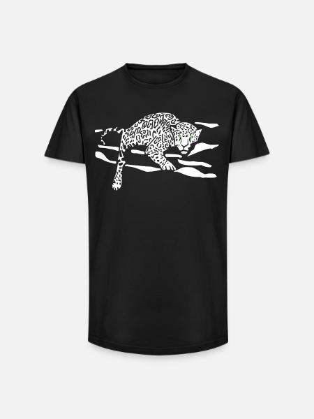 Leopard Jump Silhouette - Long Fit Men's T-Shirt - black