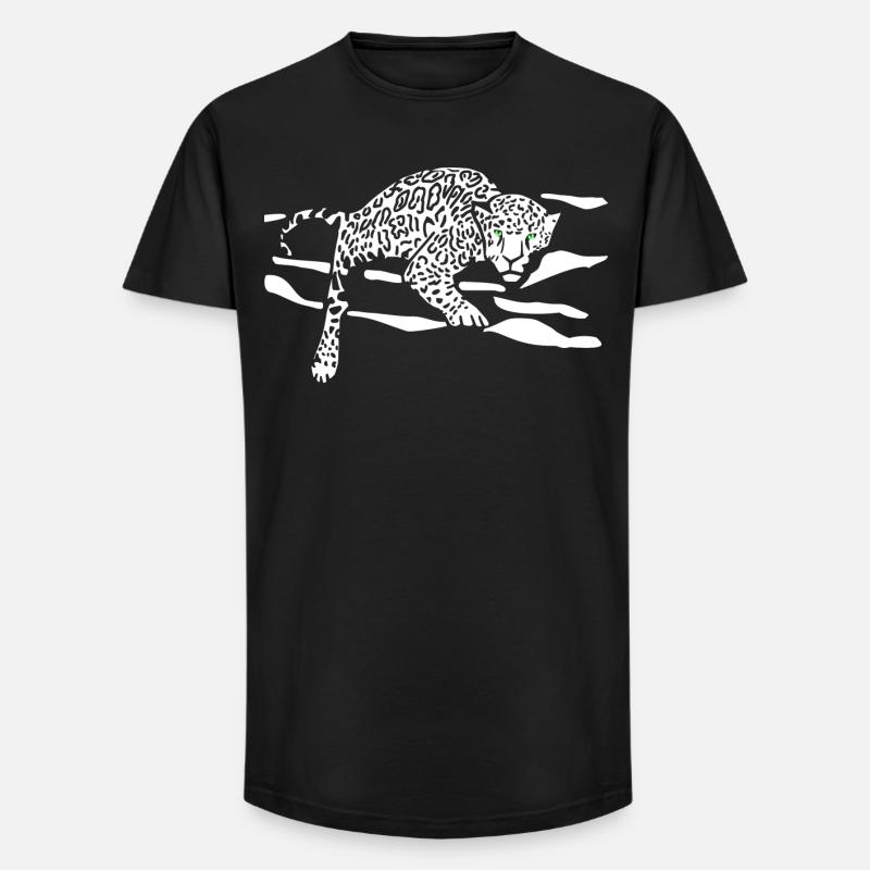Leopard Sprung Silhouette - Long Fit Männer T-Shirt - Schwarz
