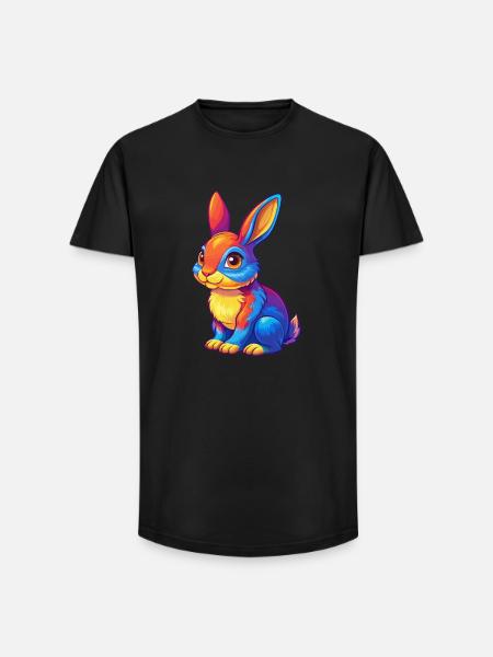 kanin, farverig, kawaii, tegneseriefigur Clipart - Long fit herre T-shirt - sort