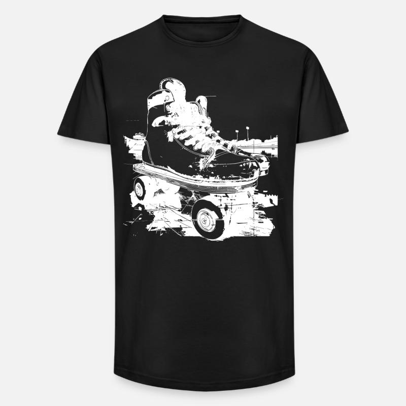 Rollerskates Grafik - Long Fit Männer T-Shirt - Schwarz