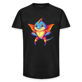 Stingray Buntes Kawaii Cartoon Meerestier - Long Fit Männer T-Shirt - Schwarz - Vorne - AI Model Male 185 light (185cm)