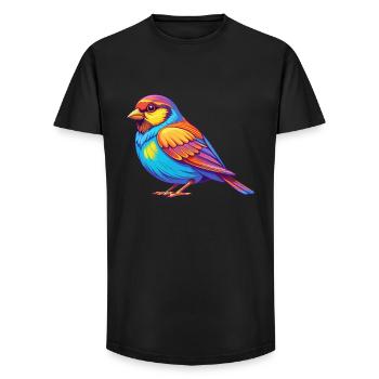 Sparrow Colorful Kawaii Cartoon Character Bird - Long Fit Men's T-Shirt - black - Front - AI Model Male 185 light (185cm)