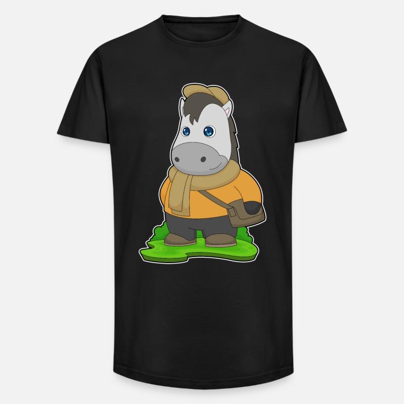 Pferd Handtasche - Long Fit Männer T-Shirt - Schwarz