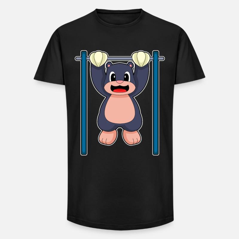 Mole Bodybuilder Pull-ups Bodybuilding - Long Fit Men's T-Shirt - black