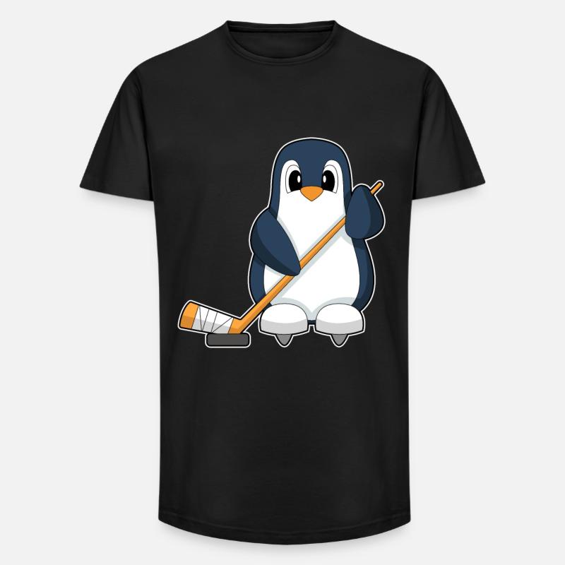 Pinguin Eishockey Eishockeyschläger - Long Fit Männer T-Shirt - Schwarz