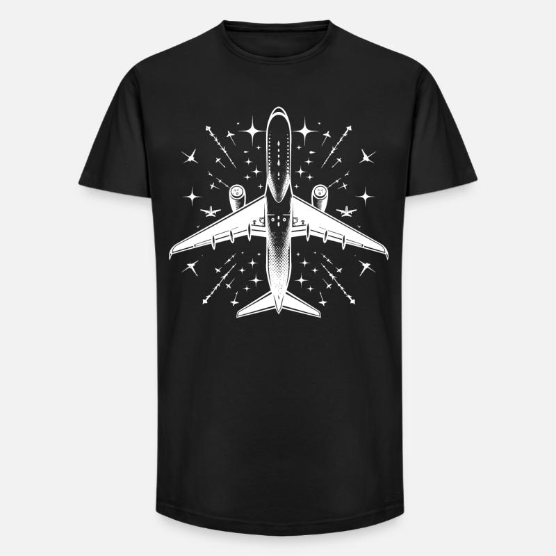 Flugzeug - Long Fit Männer T-Shirt - Schwarz