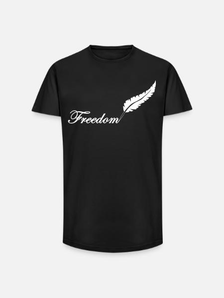 White feather and freedom - Long Fit Men's T-Shirt - black