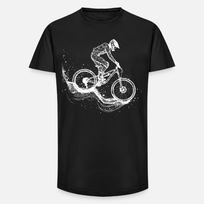 Mountain Biking Drawing - Long Fit Men's T-Shirt - black