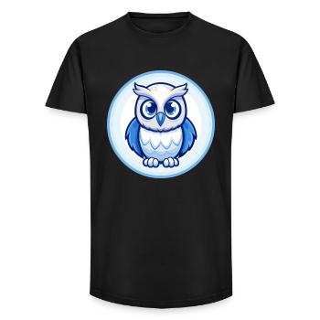 Eule Blau Niedlich Kawaii Cartoon Figur Clipart Haustier - Long Fit Männer T-Shirt - Schwarz - Vorne - AI Model Male 185 light (185cm)
