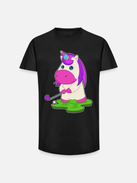 Einhorn Golf Golfschläger - Long Fit Männer T-Shirt - Schwarz