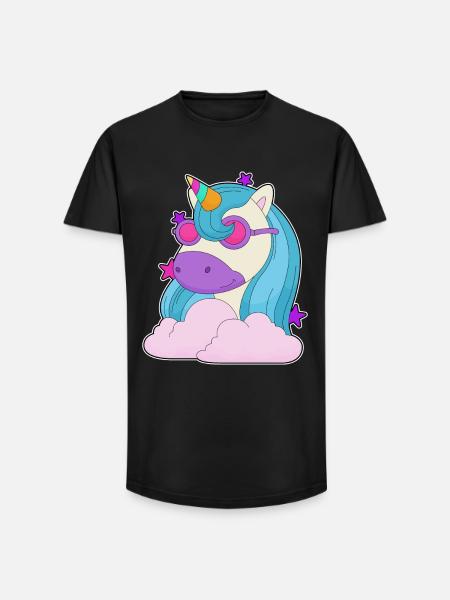 Einhorn Wolken - Long Fit Männer T-Shirt - Schwarz