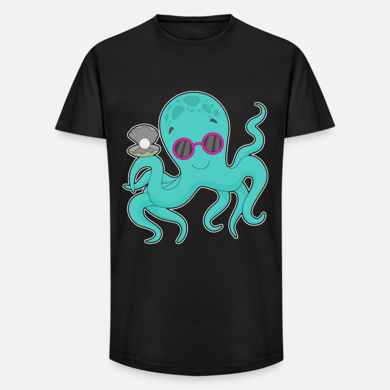 Krake Perle - Long Fit Männer T-Shirt - Schwarz