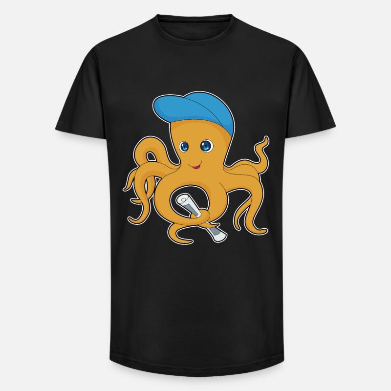 Journal Octopus - T-shirt coupe longue homme - noir