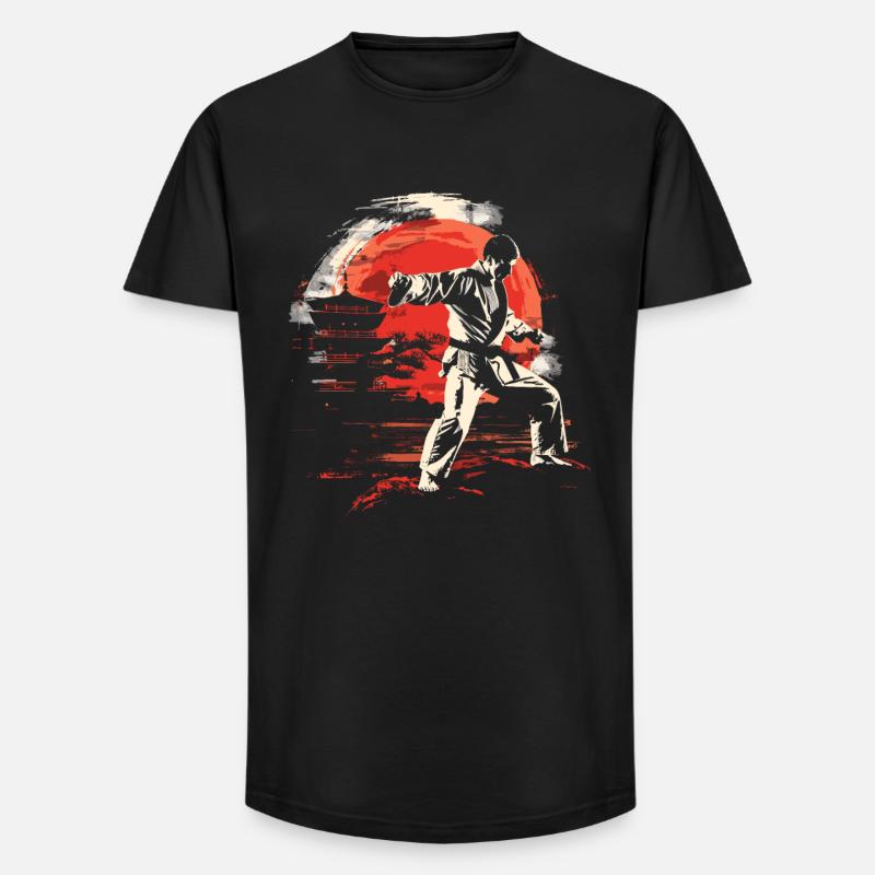 Karateka Grafik - Long Fit Männer T-Shirt - Schwarz