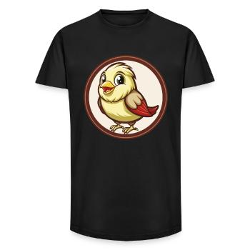 Canary Bird Colorful Kawaii Cartoon Character Pet - Long Fit Men's T-Shirt - black - Front - AI Model Male 185 light (185cm)