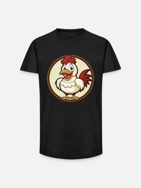 kylling, farverig, kawaii, tegneseriefigur Clipart - Long fit herre T-shirt - sort
