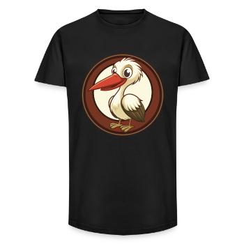 Stork Colorful Kawaii Cartoon Character Clipart - Long Fit Men's T-Shirt - black - Front - AI Model Male 185 light (185cm)