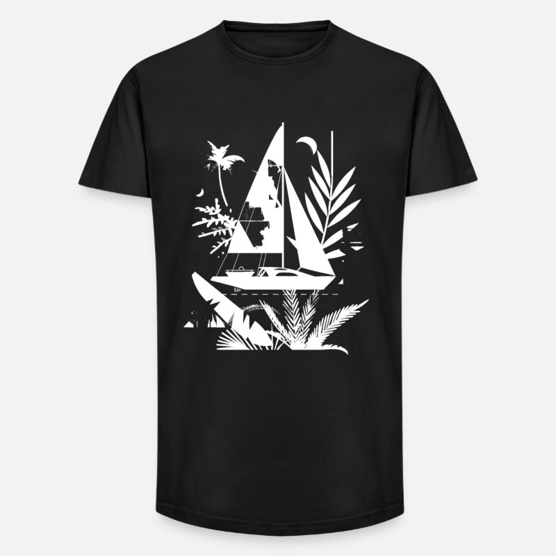 Segelboot Comic - Long Fit Männer T-Shirt - Schwarz