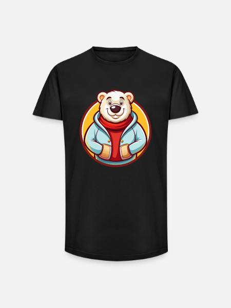 isbjørn sjov kawaii tegneserie Clipart dyr kæledyr - Long fit herre T-shirt - sort