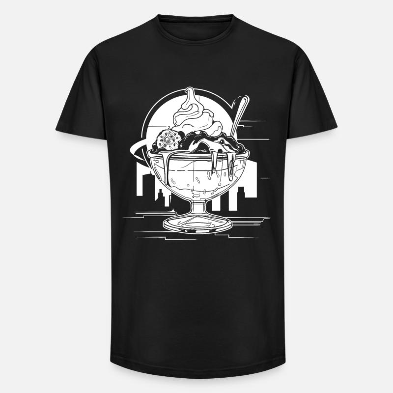 Grafik Eisbecher - Long Fit Männer T-Shirt - Schwarz