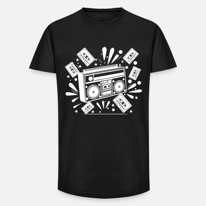 Ghettoblaster, Musik, Nostalgie - Long Fit Männer T-Shirt - Schwarz