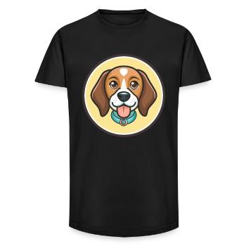 Deutsche Bracke Hunderasse Cartoon Kawaii Clipart - Long Fit Männer T-Shirt - Schwarz - Vorne - AI Model Male 185 light (185cm)