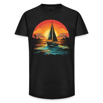 Sailing Illustration - Long Fit Men's T-Shirt - black - Front - AI Model Male 185 light (185cm)
