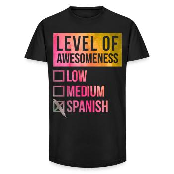 Spanisch - Long Fit Männer T-Shirt - Schwarz - Vorne - AI Model Male 185 light (185cm)