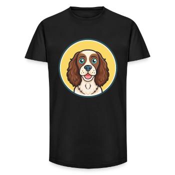 Pont Audemer Epagneul Chien Race Dessin Animé Kawaii Pet - T-shirt coupe longue homme - noir - Devant - AI Model Male 185 light (185cm)