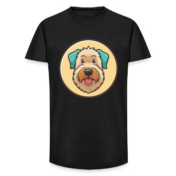 Pelage doux Wheaten Terrier Chien Race Dessin animé Animal de compagnie - T-shirt coupe longue homme - noir - Devant - AI Model Male 185 light (185cm)