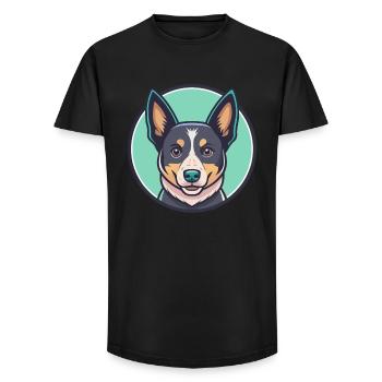 Australian Stumpy Tail Cattle Dog Breed Cartoon - T-shirt coupe longue homme - noir - Devant - AI Model Male 185 light (185cm)