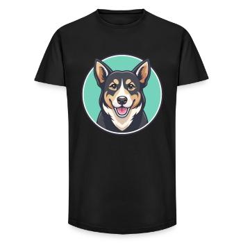 Schwarz Tan Hund Rasse Cartoon Kawaii Clipart Tier - Long Fit Männer T-Shirt - Schwarz - Vorne - AI Model Male 185 light (185cm)