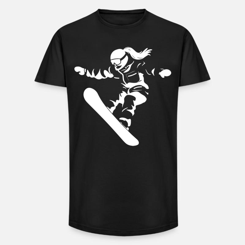Dessin d’une snowboardeuse - T-shirt coupe longue homme - noir