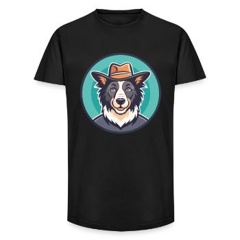 Gaucho chien de berger chien race dessin animé Kawaii Clipart - T-shirt coupe longue homme - noir - Devant - AI Model Male 185 light (185cm)