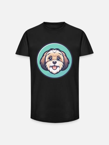 ShihPoo Dog Breed Cartoon Character Kawaii Clipart - Long Fit Men's T-Shirt - black