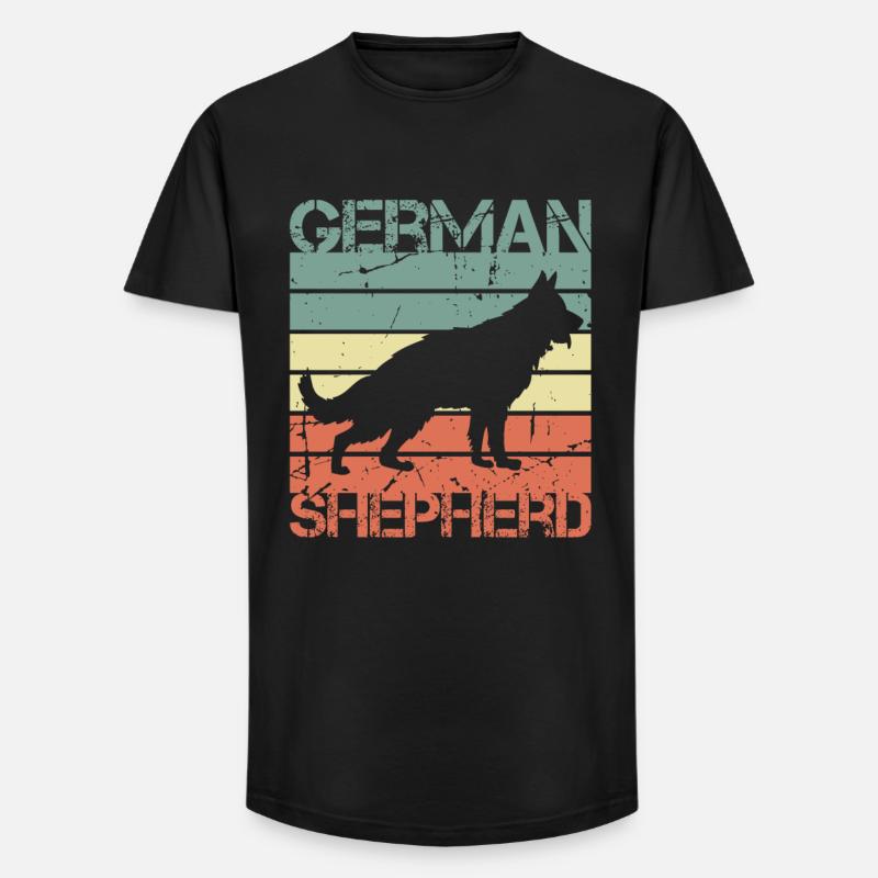Retro Deutscher Schäferhund - Long Fit Männer T-Shirt - Schwarz