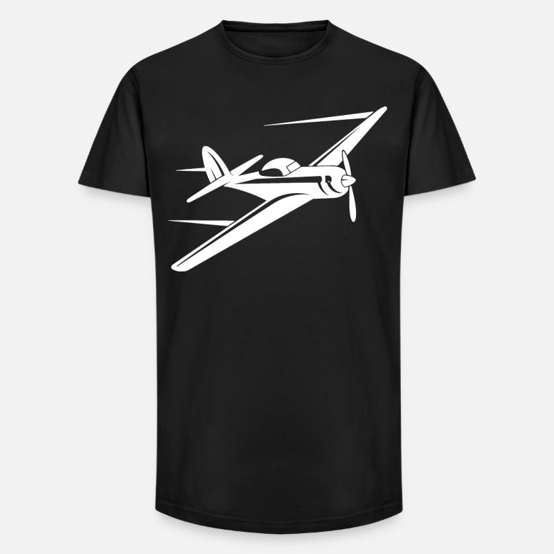 Propellerflugzeug Skizze - Long Fit Männer T-Shirt - Schwarz